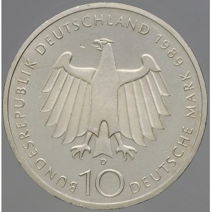 Německo – BRD. 10 DM 1989 D Bonn. KM-172. dr. vryp