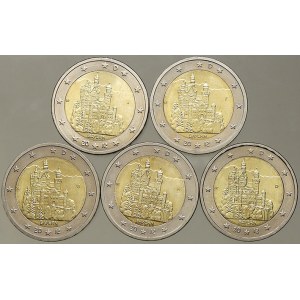 Německo – BRD. 2 € 2012 A, D, F, G, J Bayern