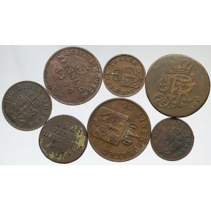 Německo – konvoluty. Konvolut 7 měděných pruských mincí