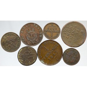 Německo – konvoluty. Konvolut 7 měděných pruských mincí