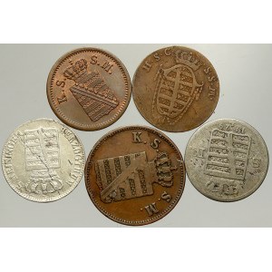 Německo – konvoluty. Konvolut 5 saských a sasko-meiningenských mincí