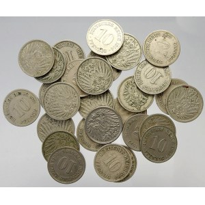 Německo – konvoluty. Konvolut 28 ks 10 pf mincí (císařství po r. 1871)