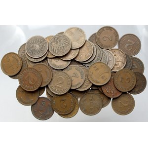 Německo – konvoluty. Konvolut 54 ks 2 pf mincí (císařství po r. 1871)