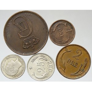 Dánsko. 5 kusů drobných mincí