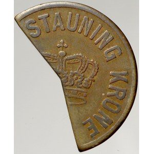 Dánsko. Stanning krone 1933 - volební token ( žeton ). 40 % chybí ?