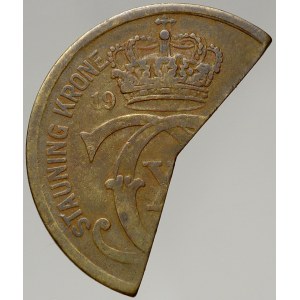 Dánsko. Stanning krone 1933 - volební token ( žeton ). 40 % chybí ?