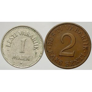 Estonsko. 1 mark 1922; 10 senti 1934. KM-1, 15