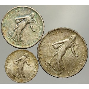 Francie. 2 Fr 1915, 1 Fr. 1915, 50 cent. 1918. KM-845.1, 844.1, 854