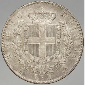 Itálie. Viktor Emanuel II. (1861-78). 5 lira 1873 M. KM-8. škr., hr.