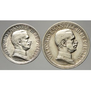 Itálie. 2 lira 1916, 1 lira 1917. KM-55, 57