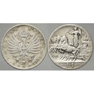 Itálie. 1 lira 1906, 1913. KM-32, 45