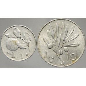 Itálie. 10 lira 1950, 1 lira 1948