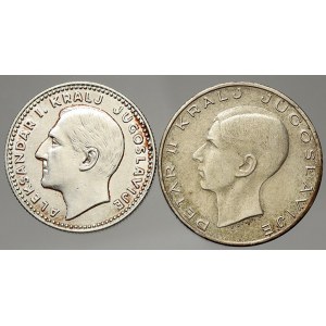 Jugoslávie. Konvolut Ag mincí 10 dinar 1931 a 20 dinar 1938