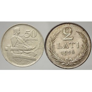 Lotyšsko. 2 lati 1926, 50 santim 1922. KM-8, 6