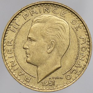 Monako. Rainier III. (1949-2005). 10 frank 1951. KM-130