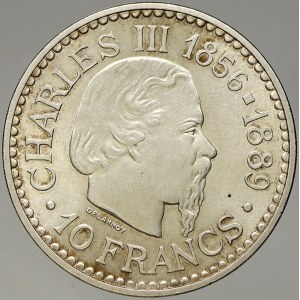 Monako. 10 frank 1966 - 110 let narození Karla III. KM-146