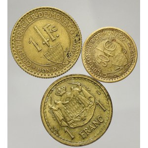 Monako. 1 frank 1926, 1945, 50 c. 1924. KM-114, 120a, 110