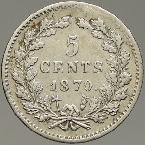 Nizozemí. Vilém III. (1849-90). 5 cent 1870. KM-91