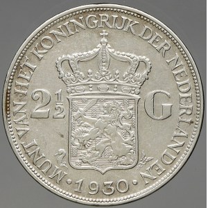 Nizozemí. Vilemína (1890-48). 2 ½ gulden 1930. KM-165