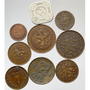 Nizozemí. Konvolut oběžných mincí od ½ c. do 5 c. (1863-1940)