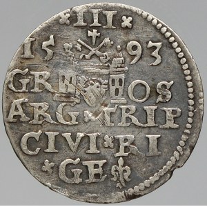 Polsko. III groš 1593 Riga. úhoz v ploše