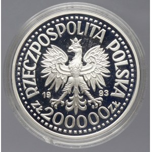 Polsko, rep. 200.000 Zl. 1993 Kazimír IV. Jag. (polopostava), plexi pozdro. Parch.-269