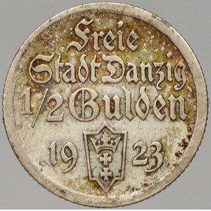 Polsko – Gdaňsk. ½ gulden 1923. KM-144. nep. škry