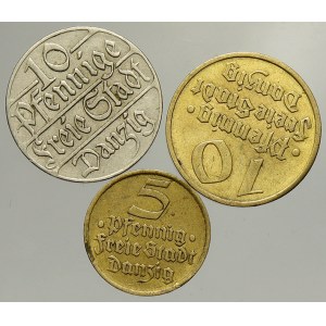 Polsko – Gdaňsk. 10 pfennig 1923, 1932, 5 pfennig 1932
