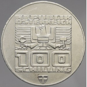 Rakousko, republika. 100 schilling Ag 1976 Olympiáda kostel