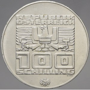 Rakousko, republika. 100 schilling Ag 1976 Olympiáda můstek