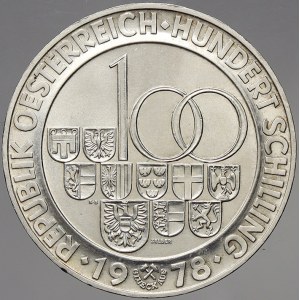 Rakousko, republika. 100 schilling Ag 1978 Tunel