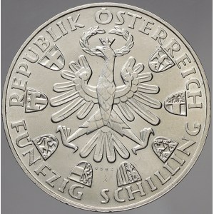 Rakousko, republika. 50 schilling Ag 1959 Tyrolsko. dr. škr.