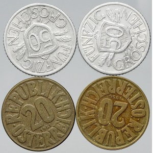 Rakousko, republika. 50 groš 1947, 1996, 20 groš 1954, 1951