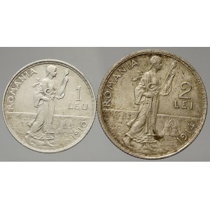 Rumunsko. 2 lei 1914, 1 leu 1910. KM-41, 42