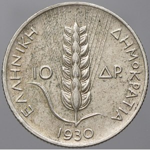 Řecko. II. republika (1924-35). 10 drachma 1930. KM-72