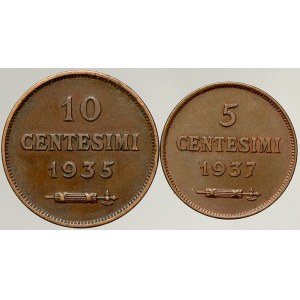San Marino. 10 centesimi 1935, 5 centesimi 1934. KM-12, 13