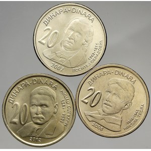 Srbsko. 20 dinar 2006, 2007, 1012 Tesla, Obradovič, Pipin. KM-42, 47, 62