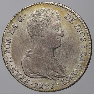 Španělsko – Valencie. Ferdinand VII. (1808-33). 4 reales de vellon 1823 LL (2 reales). KM-85 (L106). zcela n. hr.
