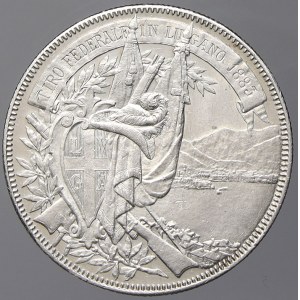 Švýcarsko. 5 frank 1883 Lugano. KM-516. n. hry