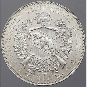 Švýcarsko. 5 frank 1885 Bern. KM-517. n. rysky, zcela n. hr.
