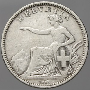 Švýcarsko. 1 frank 1860. KM-9a