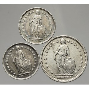 Švýcarsko. 1 frank 1914, ½ frank 1920, 1921. KM-24, 23