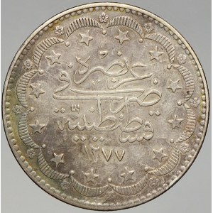 Turecko. Abdul Aziz (1861-76). 20 kurush AH 1277/8. KM-693