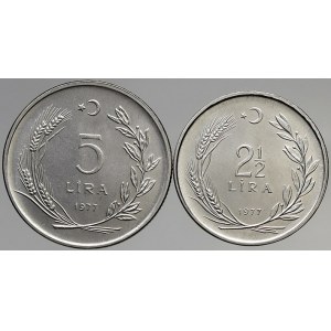 Turecko. 5 lira 1977 + 2 ½ lira 1977, obě FAO