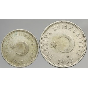 Turecko. 1 lira 1948, 50 kurush 1947. KM-883, 882
