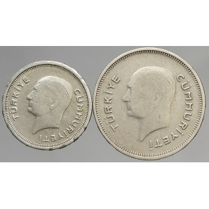 Turecko. 50 kurush 1936, 25 kurush 1935. KM-865, 864
