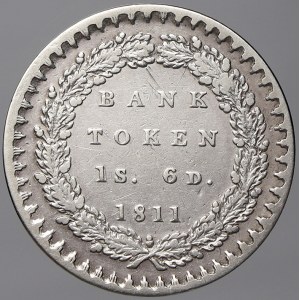 Velká Británie. Bank Token. 18 pencí 1811 (1 shilling 6 pencí)). KM-Tn2. n. škr., zcela n. hry