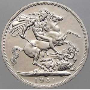 Velká Británie. Jiří VI. (1937-52). 5 shilling 1951 (opis na hraně). KM-880