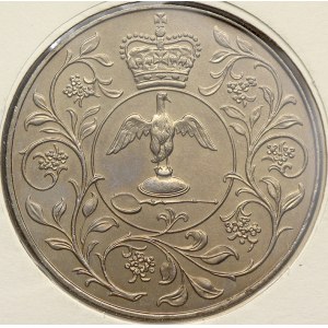 Velká Británie. Alžběta II. (1952-2022). 25 n. pence 1977, baleno v „mincovním dopise“ s 2 známkami 1996