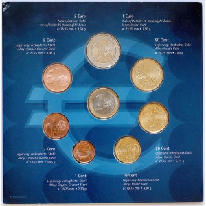 Evropa – sady oběhových mincí. Irsko. 1 c. - 2 € 2002. Papírový přebal